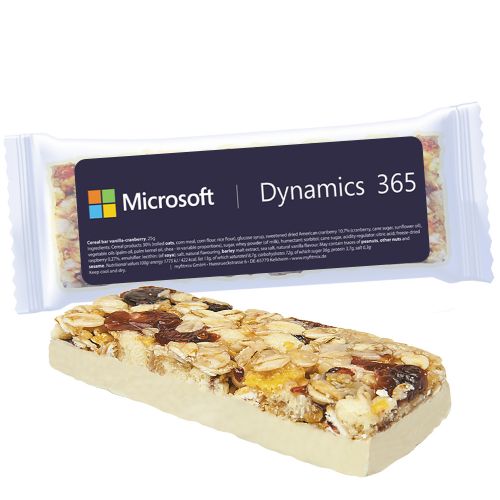 Cereal bar vanilla cranberry, 40g, express flowpack with label