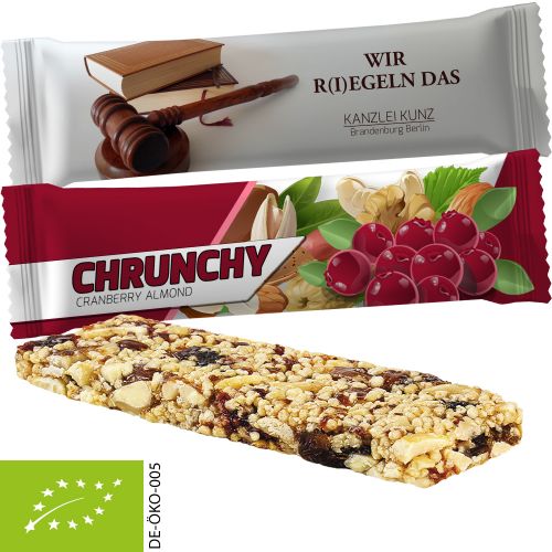 Organic crunchy bar cranberry almond, ca. 25g, flowpack
