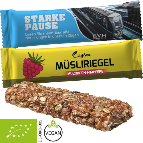 Organic cereal bar raspberry, ca. 30g, flowpack