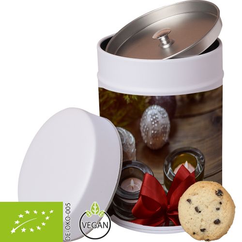 Organic cookie chocolate orange, ca. 100g, metal tin maxi with label