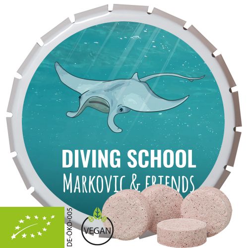 Organic acerola cherry drops, ca. 20g, click clack tin white