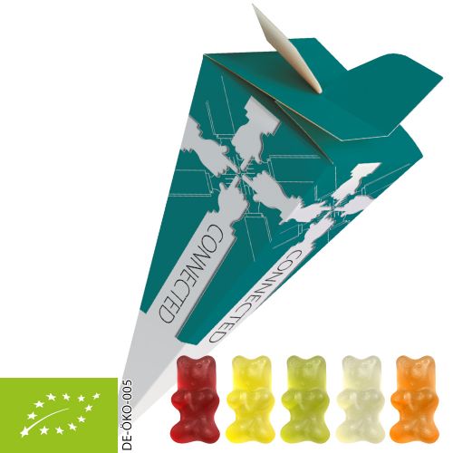 Organic gummy bears with gelatine, ca. 30g, present pyramid