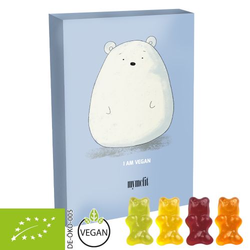 Organic gummy bears without gelatine, ca. 15g, folding box midi
