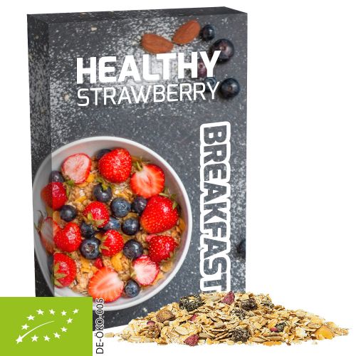 Organic muesli strawberry, ca. 50g, folding box