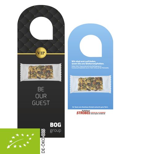 Organic nut mix bar mini, ca. 10g, express door hanger with print