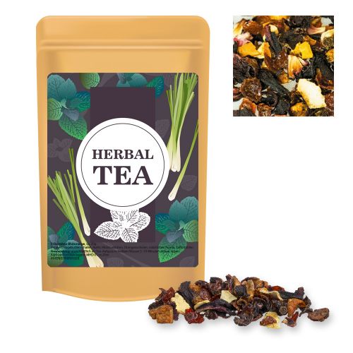 Fruit tea blood orange, ca. 20g, mini stand up pouch with label