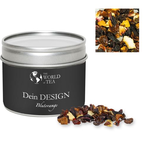 Fruit tea blood orange, ca. 25g, metal tin with window with label