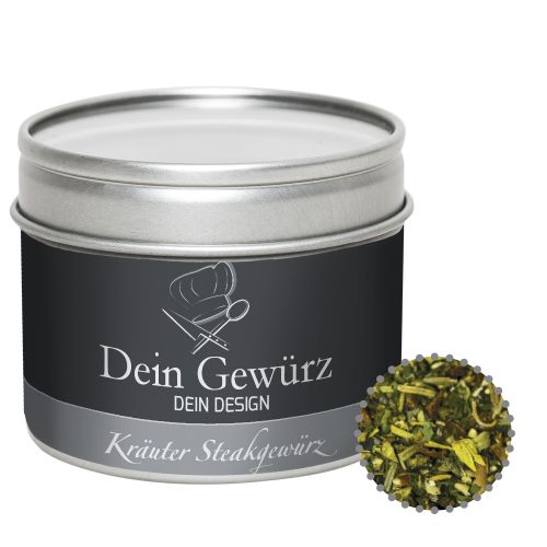 Herb steak spice, ca. 35g, metal tin with window with label