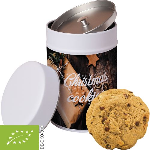 organic cookie cranberry almond, ca. 125g, metal tin maxi with label