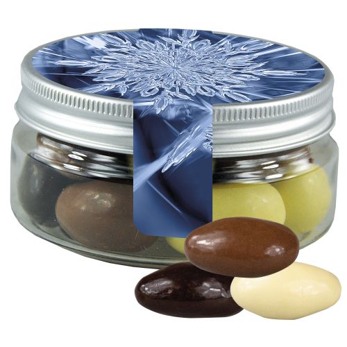 Almond chocolate trio, ca. 80g, mini sweet jar with label
