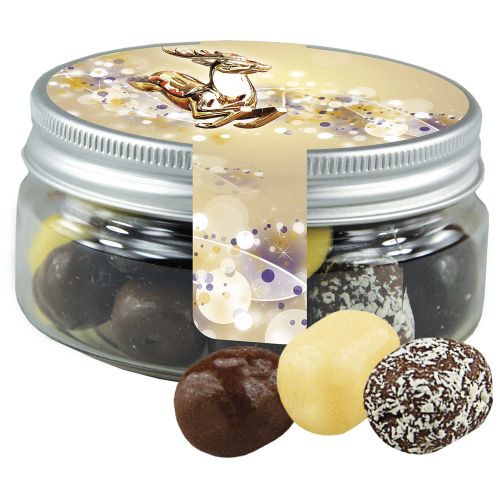 chocolate coconut cubes mix, ca. 70g, mini sweet jar with label