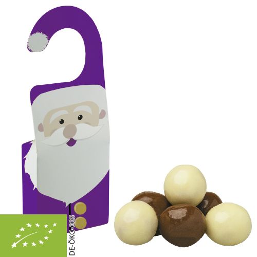 Organic choco crispy balls, ca. 12g, door hanger folded box