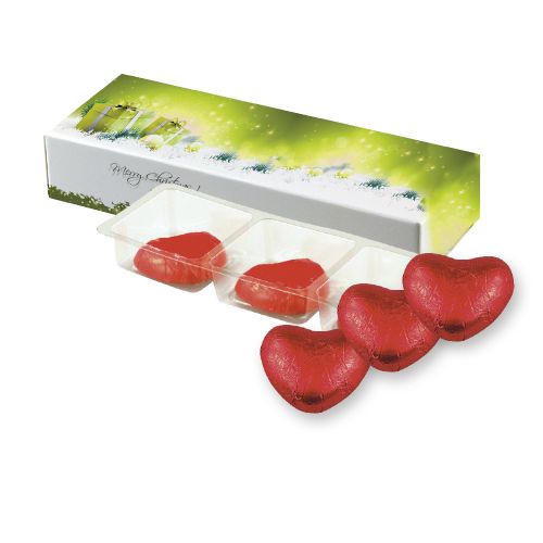 chocolate hearts, ca. 15g, folding box