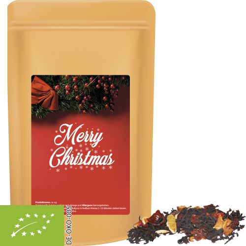 Organic Christmas black tea, ca. 55g, midi stand up pouch with label