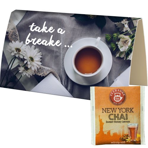 Bag of tea New York Chai, ca. 1,75g, express promotional card with print