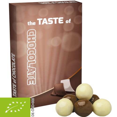 Organic choco crispy balls, ca. 12g, folding box midi