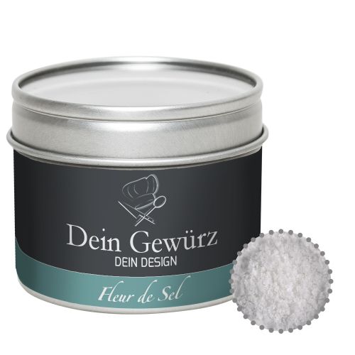 Sea salt flakes, ca. 50g, metal tin with window with label