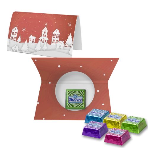 chocolate confect, ca. 11g, express promotional card with print