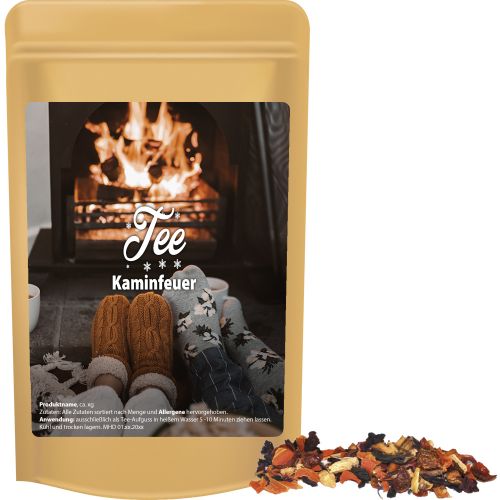 Fireplace tea, ca. 20g, mini stand up pouch with label