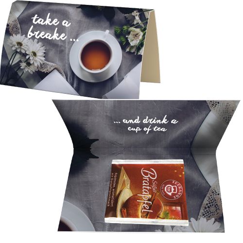 Tea bag baked apple, ca. 2,5g, express promotional card with print