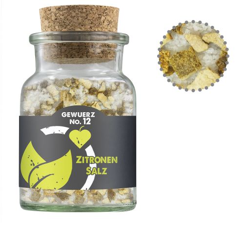 Lemon salt, ca. 135g, cork glass with label