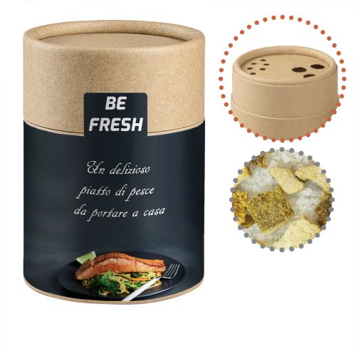 Lemon salt, ca. 135g, biodegradable eco cardboard shaker with label