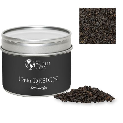Black tea, ca. 25g, metal tin with window with label