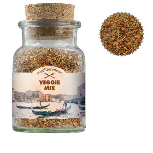 Mediterranean veggie mix, ca. 50g, cork glass with label