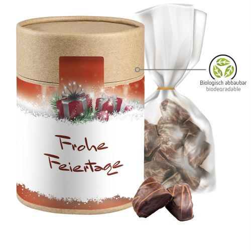 Fine gingerbread, ca. 100g, pouch in biodegradable eco cardboard can maxi with label