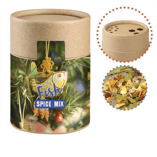Christmas spice mix fish, ca. 40g, biodegradable eco cardboard shaker with label