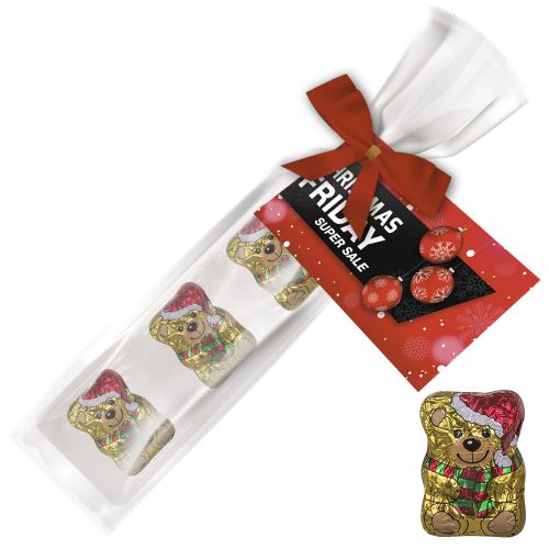 chocolate Christmas bear, ca. 20g, express present-stick with advertising card