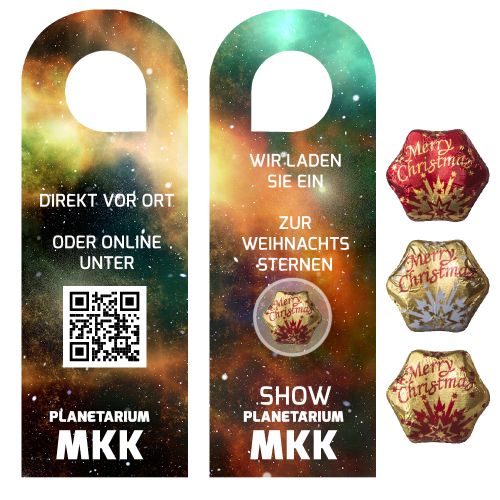 chocolate star mix, ca. 7g, express doorhaenger with print