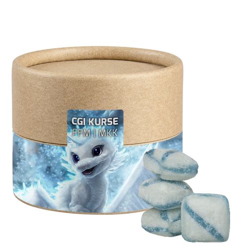 Fresh breeze candy, ca. 45g, biodegradable eco cardboard can mini with label