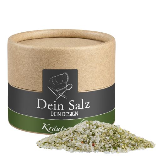 Herb salt, ca. 55g, biodegradable eco cardboard can mini with label