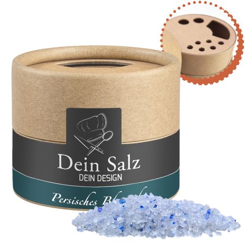 Persian blue sapphire salt, ca. 55g, biodegradable eco cardboard can mini with label