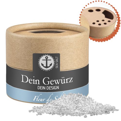 Sea salt flakes, ca. 40g, biodegradable eco cardboard can mini with label