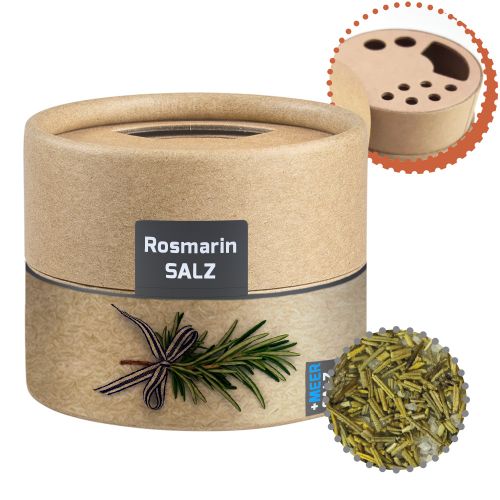Rosemary salt, ca. 52g, biodegradable eco cardboard can mini with label