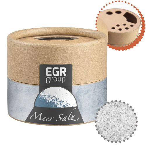 Sea salt, ca. 75g, biodegradable eco cardboard can mini with label