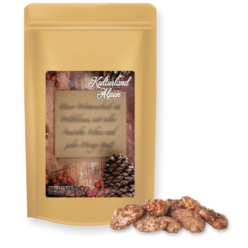 Burnt almonds, ca. 80g, midi stand up pouch with label