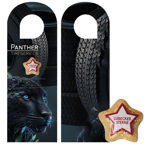 Luebecker marzipan stars, ca. 12g, express door hanger with print